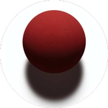 Een rode, ronde bal met een schaduw, geplaatst op een minimalistische witte achtergrond.